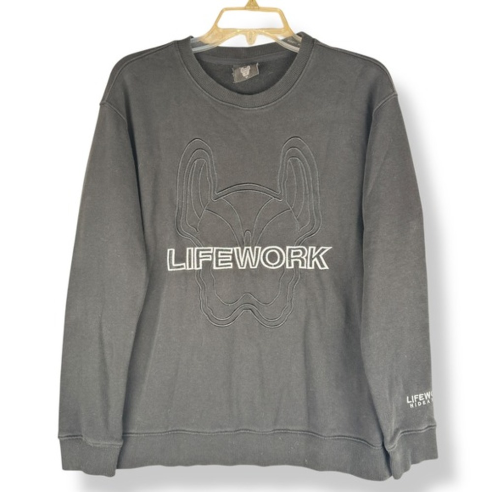 Lifework Hideaway‎ Sweatshirt Unisex Size Medium Bull Dog Streetwear Embroidered